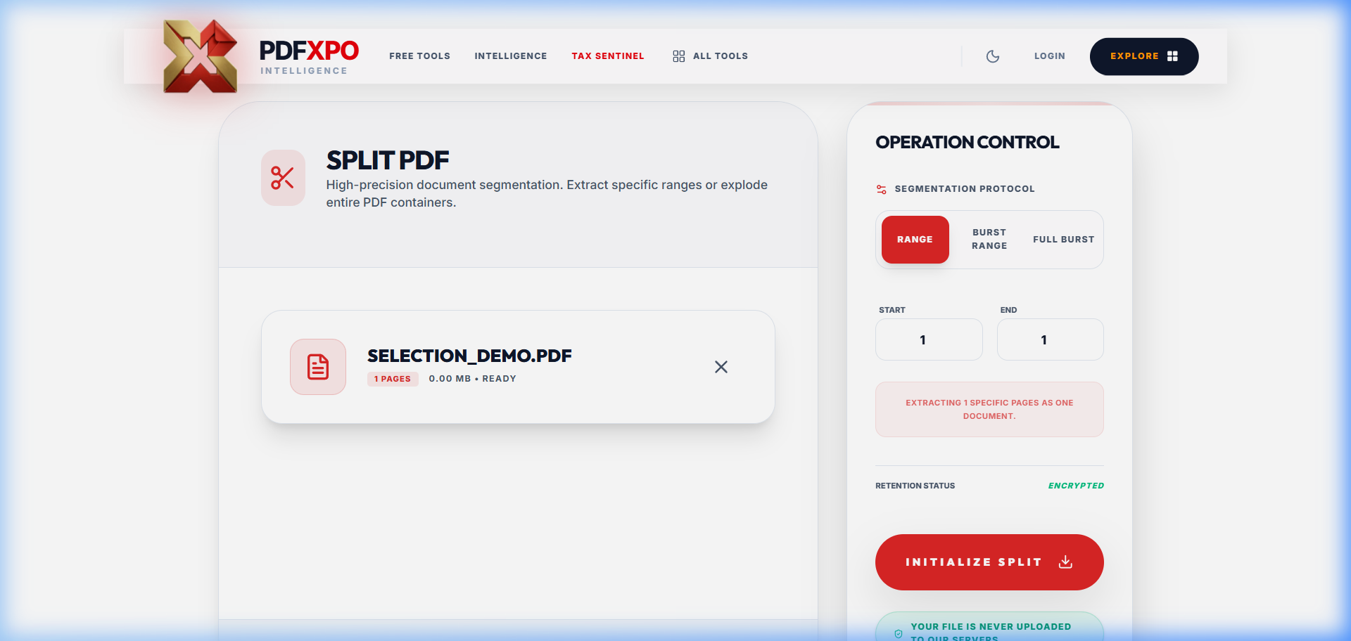 Split PDF pages online free 2026 — PdfXpo browser tool no upload