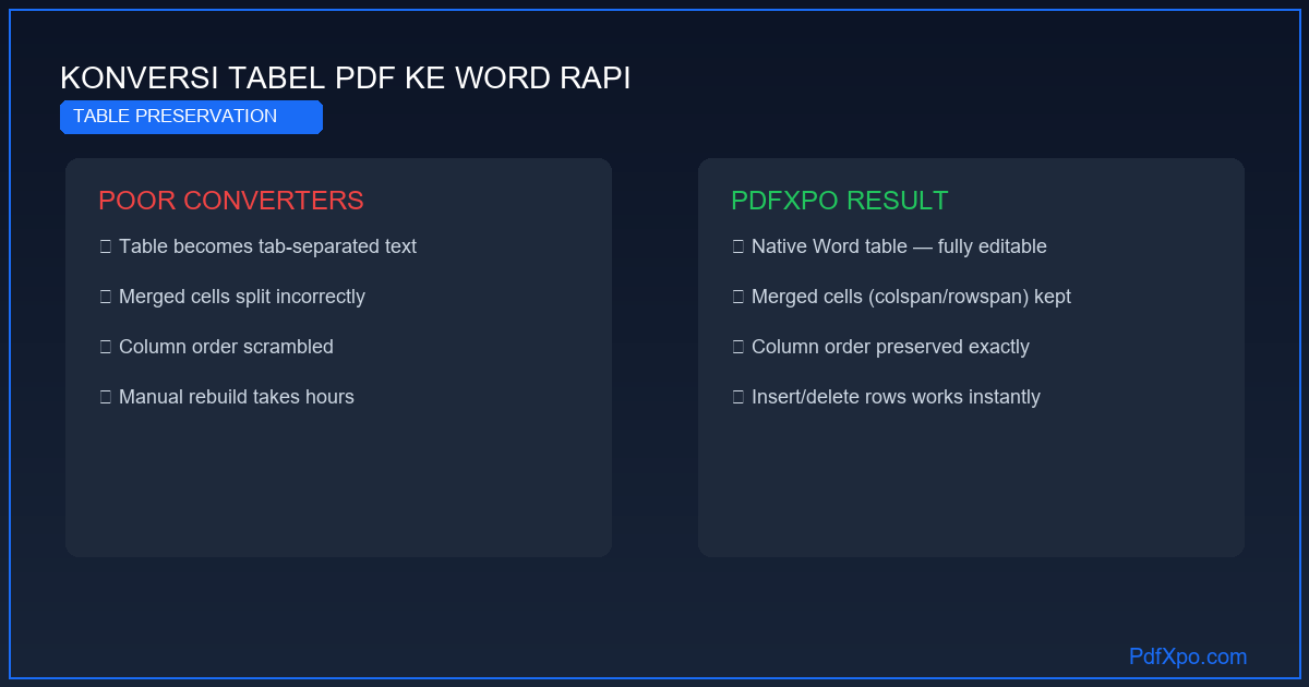 Konversi tabel PDF ke Word – gratis dan rapi