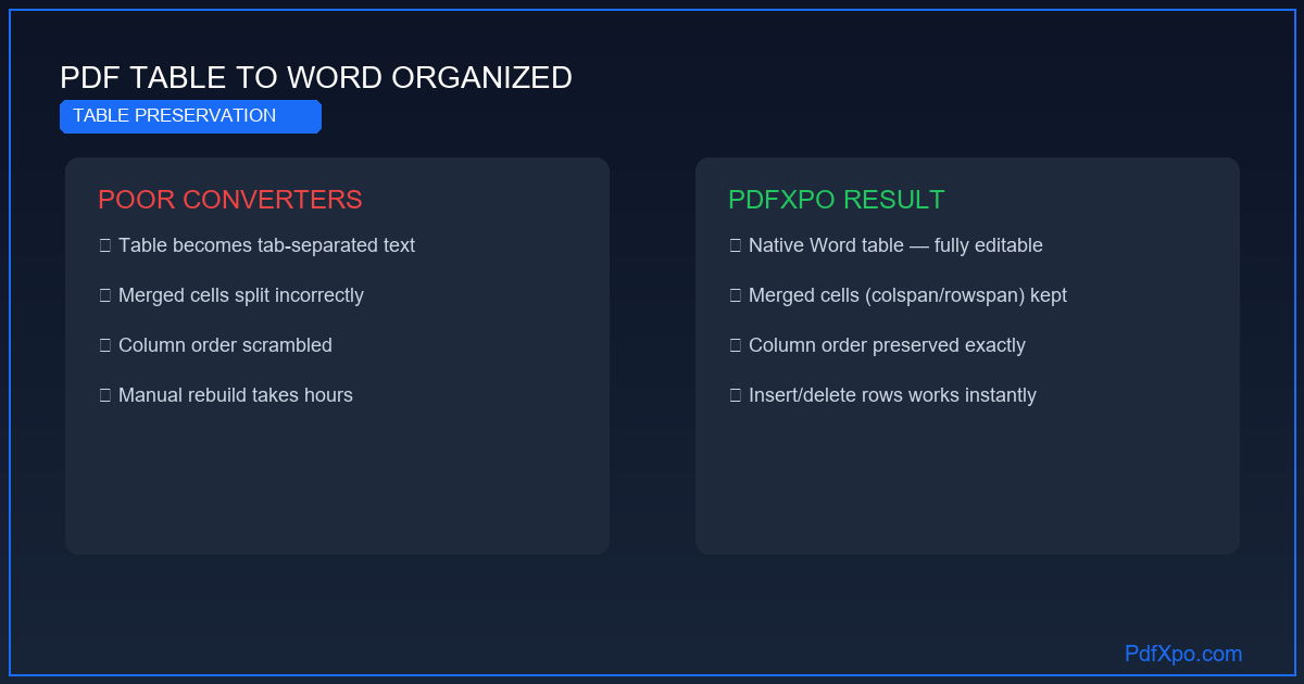 تحويل جدول PDF إلى Word – مجاناً ودقيق